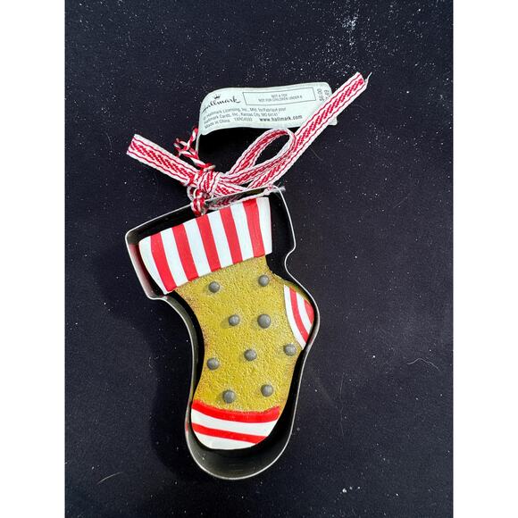 Hallmark Gingerbread Christmas Stocking Cookie Cutter Iced Christmas Ornament - Picture 1 of 6